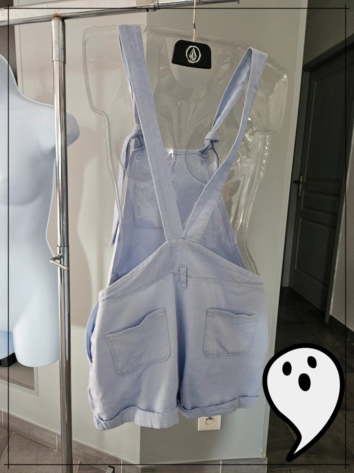 light blue and white striped hand-made combi short – photo 8